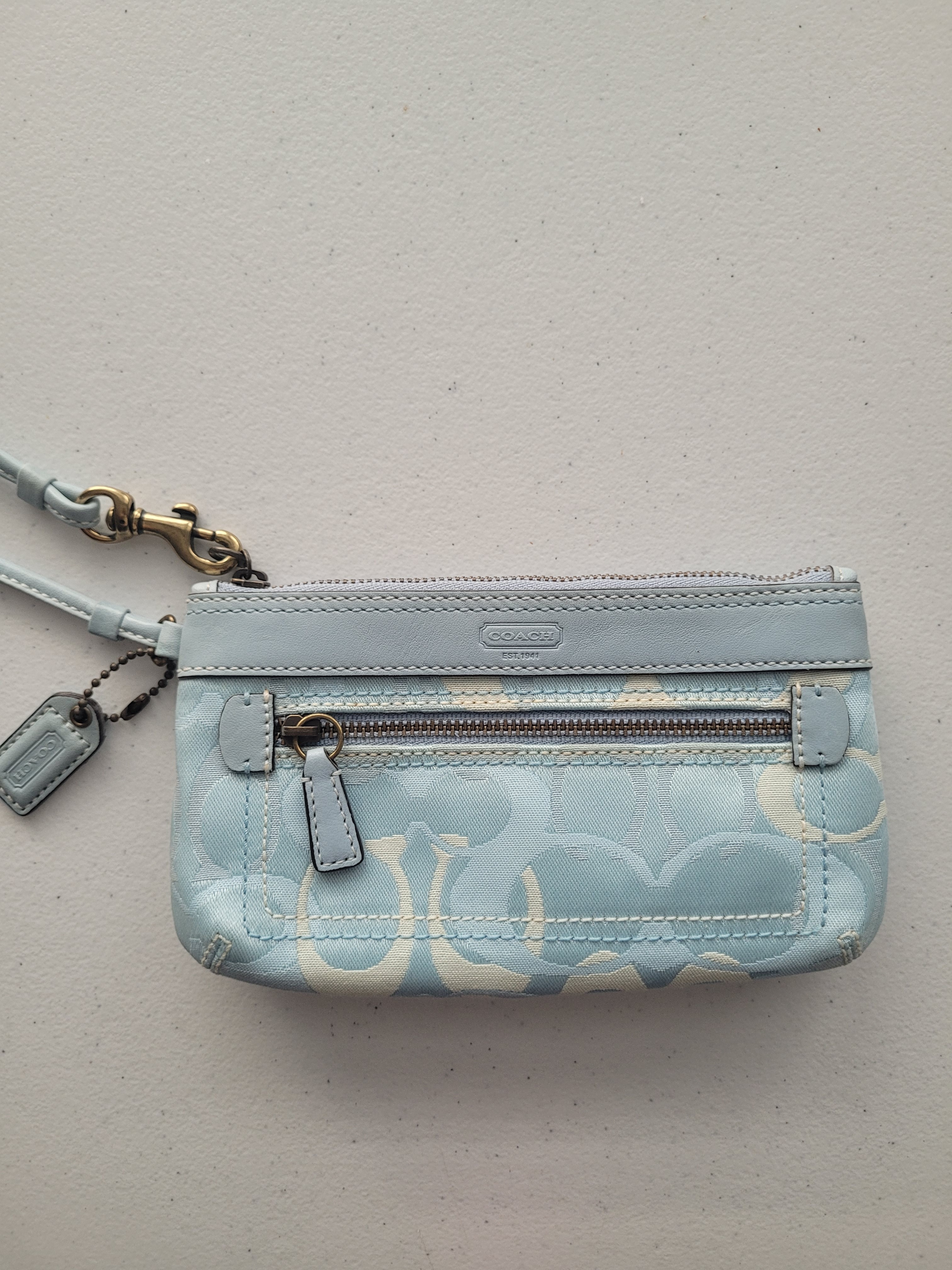 Vintage Rare Coach Light Baby Blue Signature Wristlet Y2k